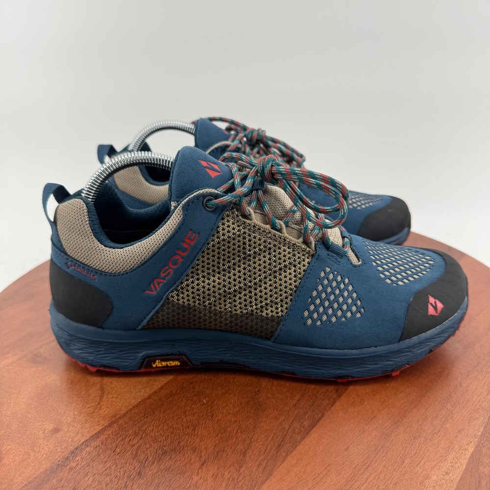 Vasque Breeze LT Low GTX Running Hiking Shoes Blue Tan Vibram Soles Women 10.5M